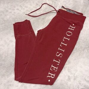 Hollister Logo Joggers Girl/Junior XS Burgundy Sweatpants Embroidered White Logo